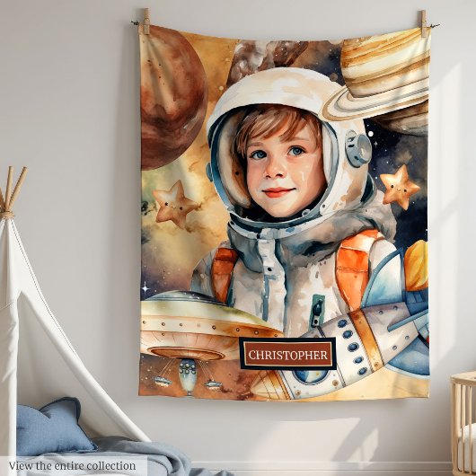Personalisierte Weltraumdecke mit Astronaut für Ju Fleecedecke