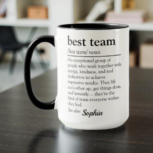 Personalisierte Wertschätzung der besten Teamdefin Tasse