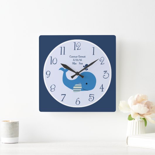 Personalisierte Whale-Uhr Quadratische Wanduhr (Zuhause)