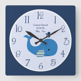 Personalisierte Whale-Uhr Quadratische Wanduhr