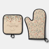 Personalisierte Whimsical Boho Chic Wildblume Ofenhandschuh & Topflappen-Set (Vorderseite)