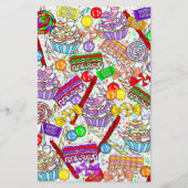 Personalisierte Whimsical Candy und Cupcakes Briefpapier (Rückseite)