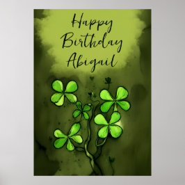 Personalisierte Whimsical Clovers Happy Birthday Poster