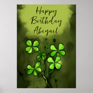 Personalisierte Whimsical Clovers Happy Birthday Poster
