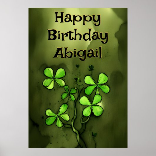 Personalisierte Whimsical Clovers Happy Birthday Poster (Vorne)