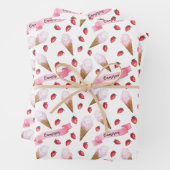 Personalisierte Whimsical Erdbeere Eiscreme Geschenkpapier Set (Beispiel)