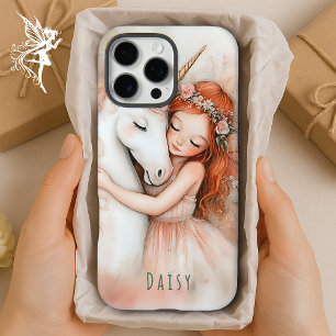 Personalisierte Whimsical Fairy and Unicorn Pink iPhone 16 Pro Max Hülle