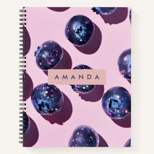 Personalisierte Whimsical Galaxy Blaubeere Notizblock (Vorderseite)