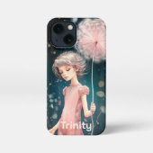 Personalisierte Whimsical Girl in Pink & Dandelion iPhone Hülle (Rückseite)