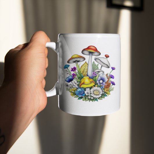 Personalisierte Whimsical Magic Mushrooms Blume Kaffeetasse