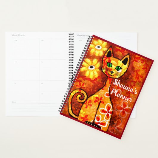 Personalisierte Whimsical Retro Kitty Cat Orange R Planer (Anzeige)