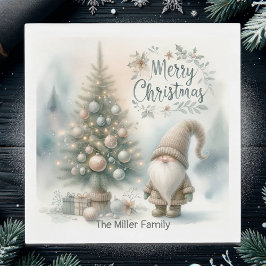 Personalisierte Whimsical Weihnachtsgnome und Baum Serviette