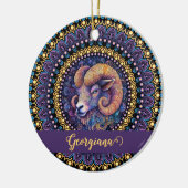 Personalisierte Whimsikanzüge Zodiac Dot Mandala Keramik Ornament (Links)