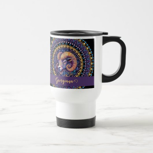 Personalisierte Whimsikanzüge Zodiac Dot Mandala Reisebecher (Rechts)