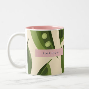Personalisierte Whimsische Spielerei Grüne Erbsens Zweifarbige Tasse