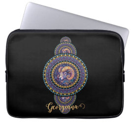 Personalisierte Whimsischer Aries Ornamental Manda Laptopschutzhülle