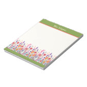 Personalisierte Whimsistische Wildblumen Grüner Le Notizblock (Rotiert)