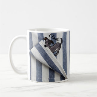 Personalisierte Whippet-Hundedecke mit Streifen Kaffeetasse