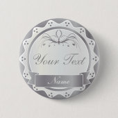 Personalisierte White and Silver Wedding Party Button (Vorderseite)