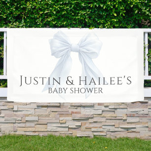 Personalisierte White Bow Girl Coquette Babydusche Banner