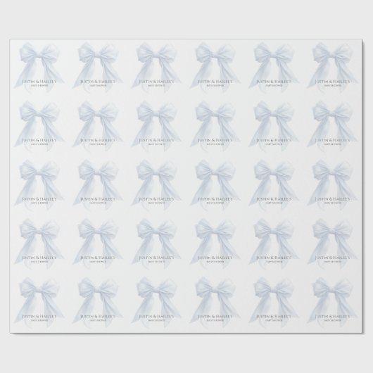 Personalisierte White Bow Girl Coquette Babydusche Geschenkpapier (Flach)