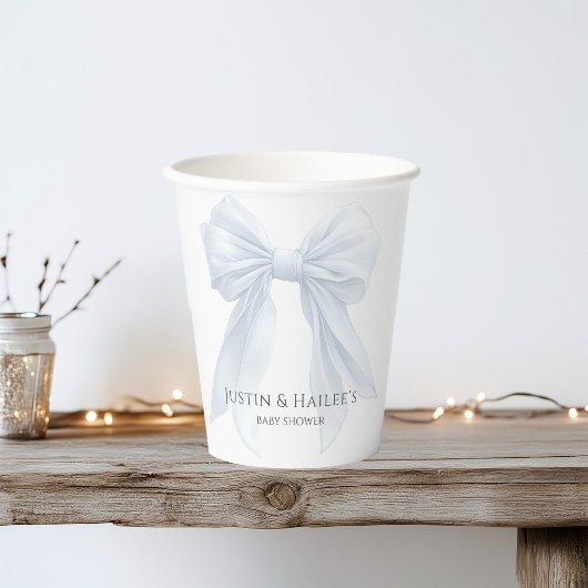 Personalisierte White Bow Girl Coquette Babydusche Pappbecher