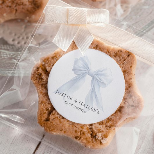 Personalisierte White Bow Girl Coquette Babydusche Runder Aufkleber