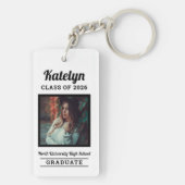 Personalisierte White Class 2025 Abschluss Foto Schlüsselanhänger (Rückseite)