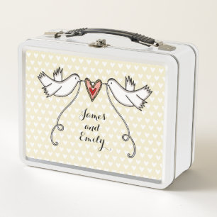 Personalisierte White Doves Hochzeitmetall-Lunch B Metall Brotdose