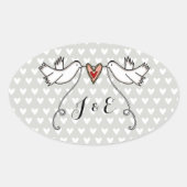 Personalisierte White Doves Hochzeitsticker Ovaler Aufkleber (Vorderseite)