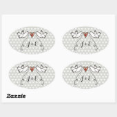 Personalisierte White Doves Hochzeitsticker Ovaler Aufkleber (Blatt)