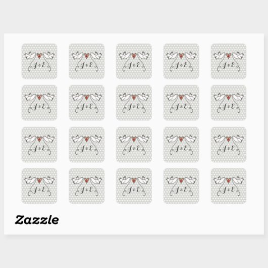 Personalisierte White Doves Hochzeitsticker Quadratischer Aufkleber (Blatt)