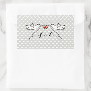Personalisierte White Doves Hochzeitsticker Rechteckiger Aufkleber