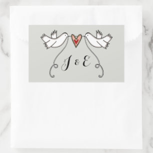 Personalisierte White Doves Hochzeitsticker Rechteckiger Aufkleber