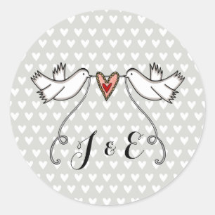 Personalisierte White Doves Hochzeitsticker Runder Aufkleber