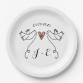 Personalisierte White Doves Wedelfood Paper Plate Pappteller (Vorderseite)