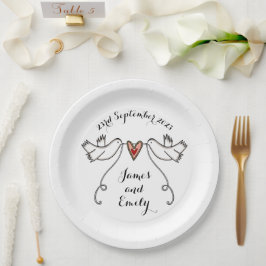 Personalisierte White Doves Wedelfood Paper Plate Pappteller