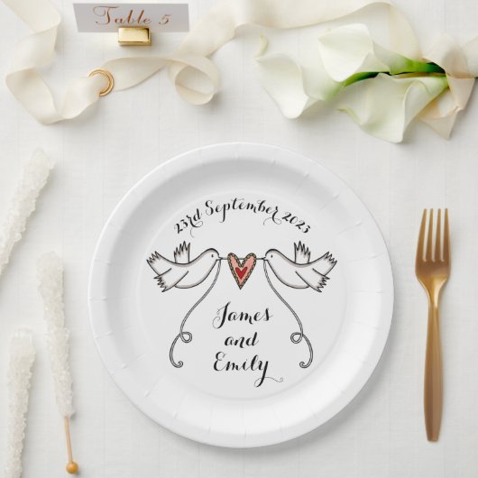 Personalisierte White Doves Wedelfood Paper Plate Pappteller (Hochzeit)