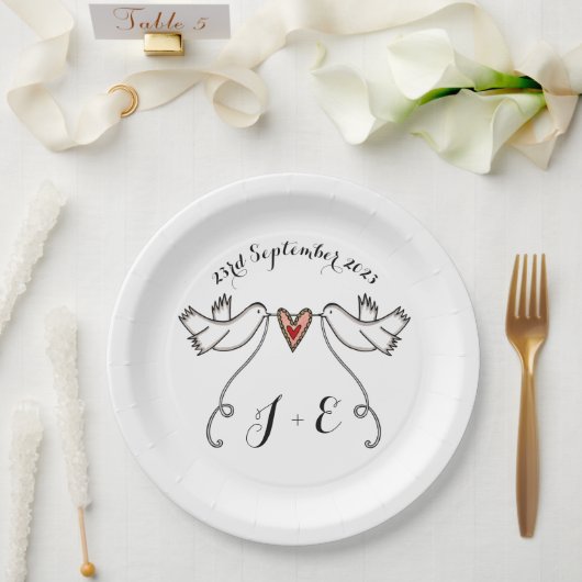 Personalisierte White Doves Wedelfood Paper Plate Pappteller (Hochzeit)