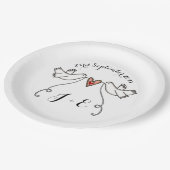 Personalisierte White Doves Wedelfood Paper Plate Pappteller (Schrägansicht)
