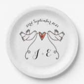 Personalisierte White Doves Wedelfood Paper Plate Pappteller (Vorderseite)