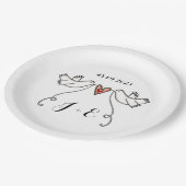 Personalisierte White Doves Wedelfood Paper Plate Pappteller (Schrägansicht)