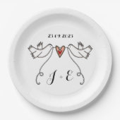 Personalisierte White Doves Wedelfood Paper Plate Pappteller (Vorderseite)