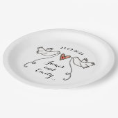 Personalisierte White Doves Wedelfood Paper Plate Pappteller (Schrägansicht)