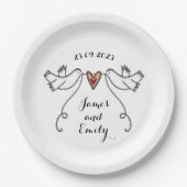Personalisierte White Doves Wedelfood Paper Plate Pappteller (Vorderseite)