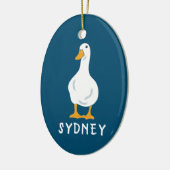 Personalisierte White Duck Illustration Marine Blu Keramik Ornament (Links)