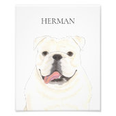 Personalisierte White English Bulldog Art Print Fotodruck (Vorne)