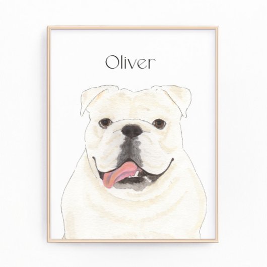 Personalisierte White English Bulldog Art Print Fotodruck