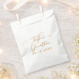 Personalisierte White & Gold Chic Minimal Hochzeit Geschenktütchen