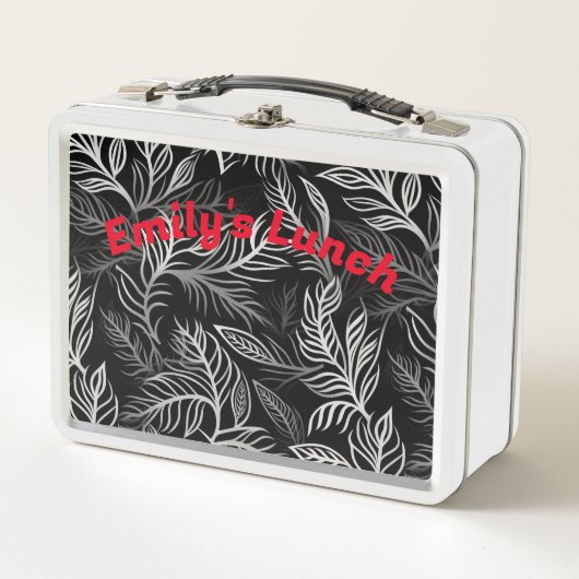 Personalisierte White Metal Lunch Box mit Fun Blac (Vorderseite)